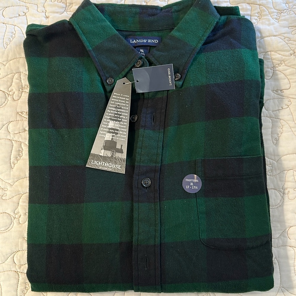 Men’s Lands’ End Flannel Shirt XL NWT
